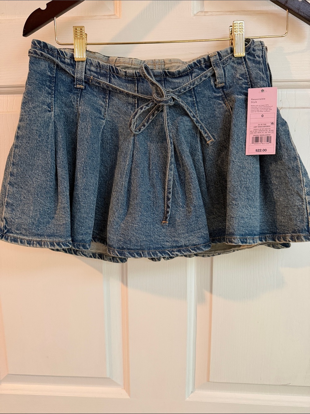 wild fable Denim Pleated Skater Mini Skirt in Blue